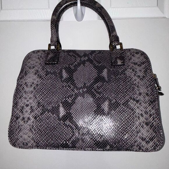 NEW Tory Burch Thea snake print 3 zip compartment purse bag satchel gray leather - Picture 5 of 9